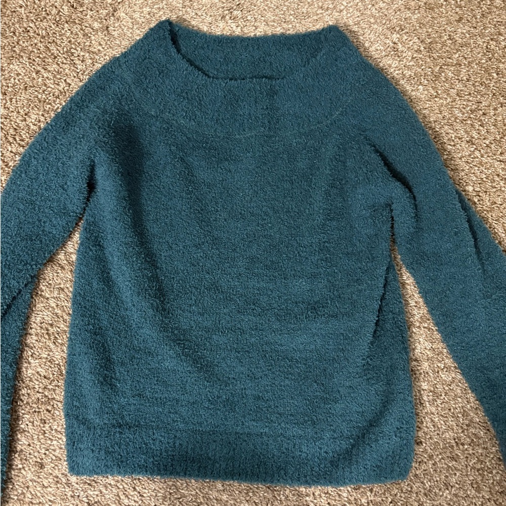 Boutique teal fuzzy sweater